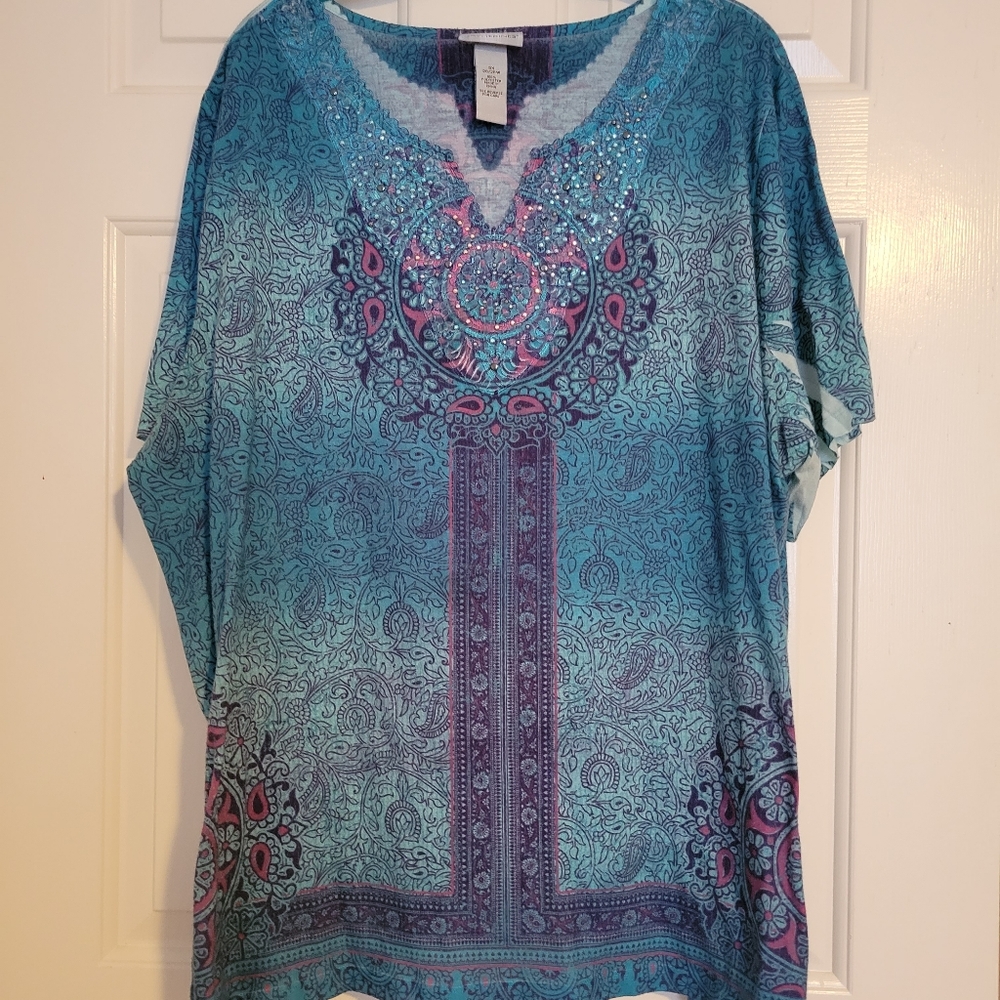 3 for $25!!  Short sleeve, 3X blue and purple top